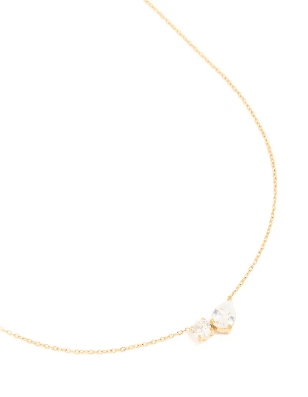 Waterproof Gold Plated Stainless Steel Cubic Zirconia Mixed Shape Pendant Necklace sold by lovisa