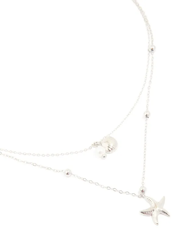Waterproof Stainless Steel Starfish & Shell Layered Necklace sold by lovisa