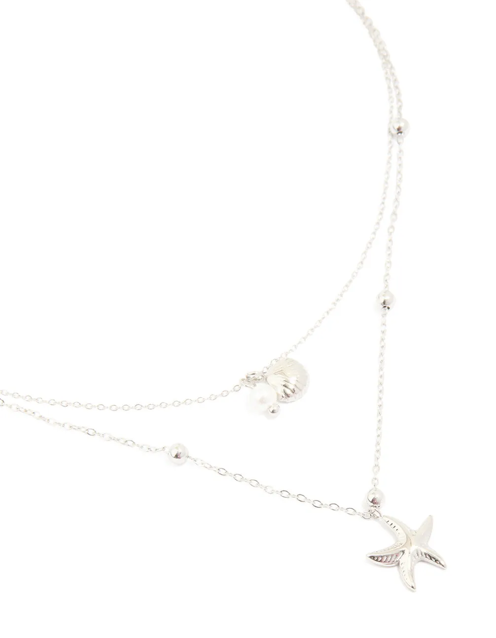 Waterproof Stainless Steel Starfish & Shell Layered Necklace sold by lovisa