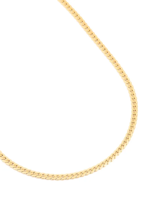 Waterproof Gold Plated Stainless Steel Flat Chain Necklace sold by lovisa