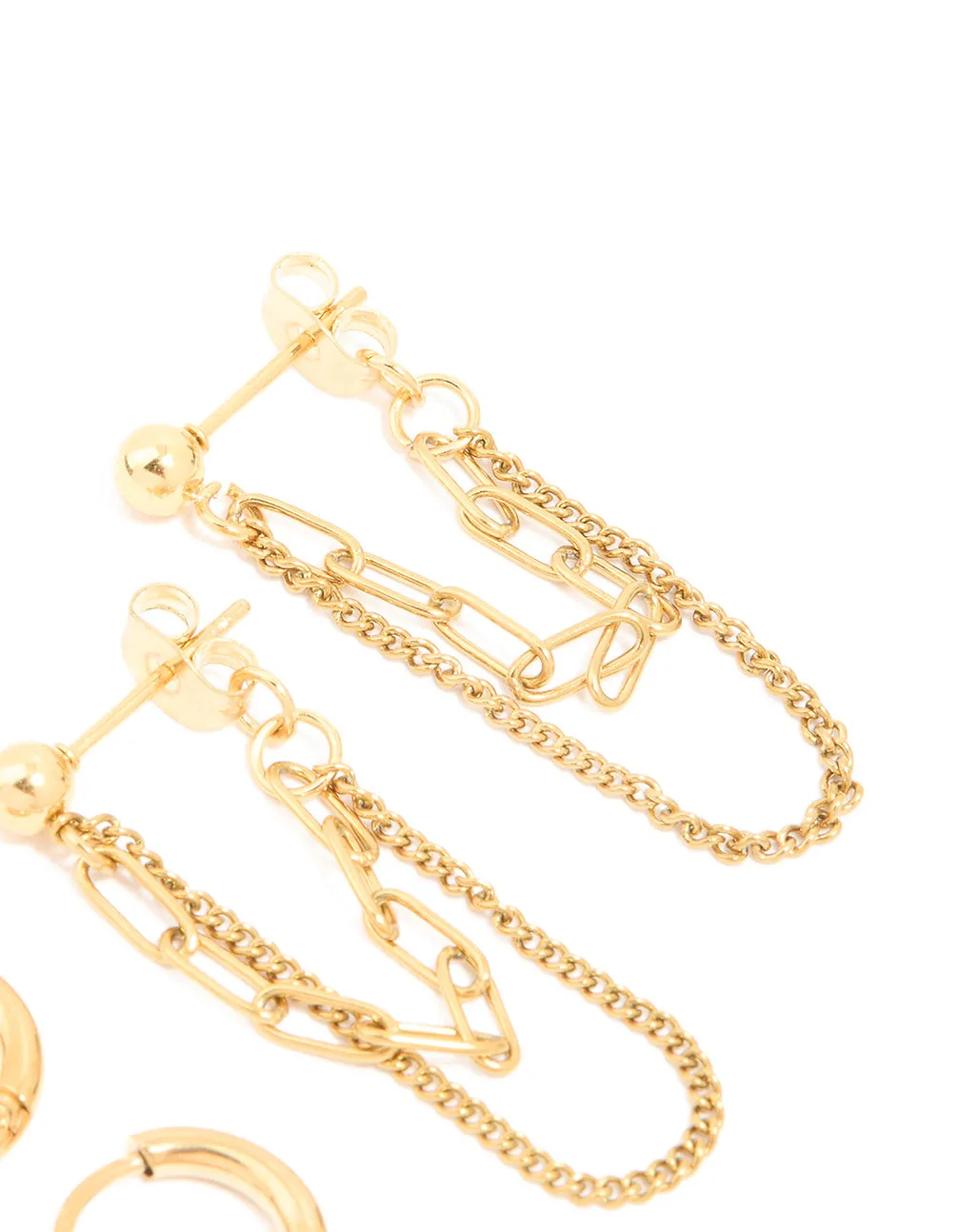 Waterproof Gold Plated Stainless Steel Classic Chain Earrings & Huggie Earrings 2-Pack sold by lovisa product image thumbnail 2