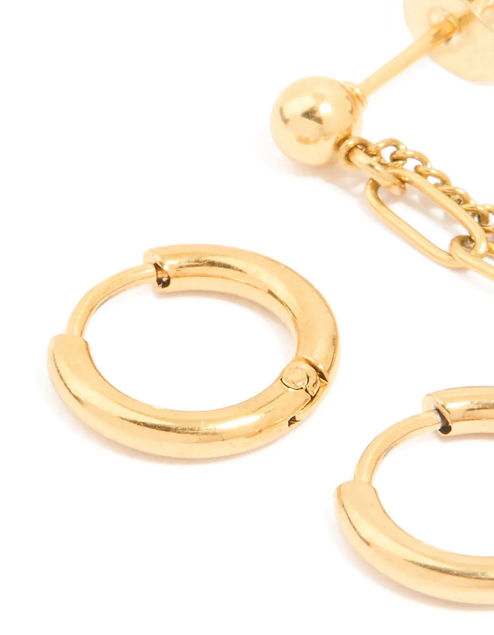 Waterproof Gold Plated Stainless Steel Classic Chain Earrings & Huggie Earrings 2-Pack sold by lovisa product image thumbnail 3