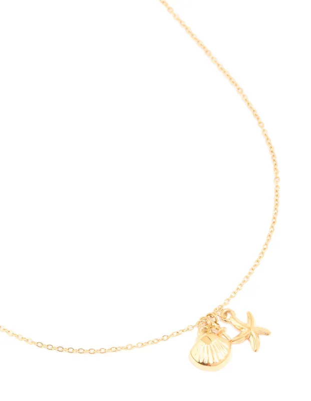 Waterproof Gold Plated Stainless Steel Sea Theme Necklace sold by lovisa
