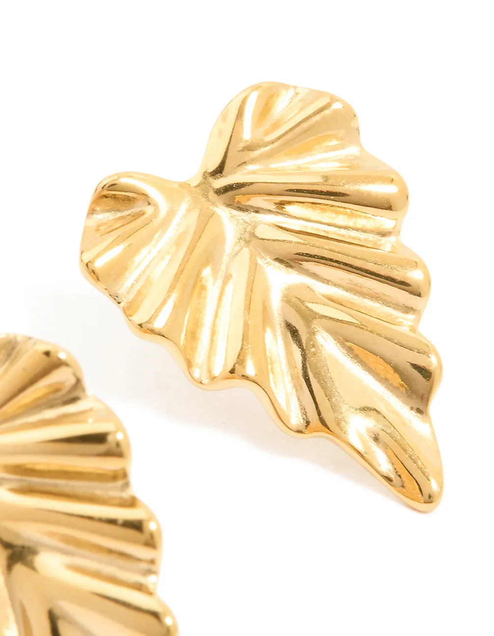 Waterproof Gold Plated Stainless Steel Palm Leaf Statement Stud Earrings sold by lovisa product image thumbnail 3