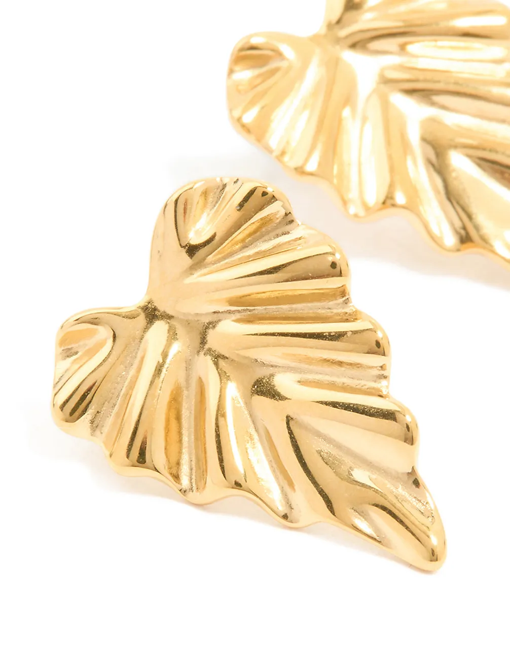 Waterproof Gold Plated Stainless Steel Palm Leaf Statement Stud Earrings sold by lovisa product image thumbnail 2