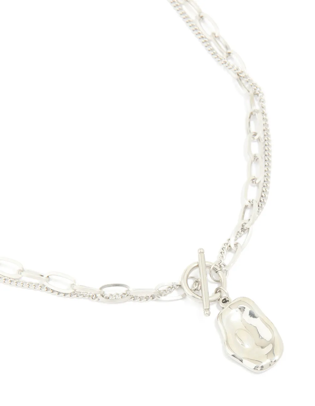 Waterproof Stainless Steel Molten Pendant & Chain Layered Necklace sold by lovisa