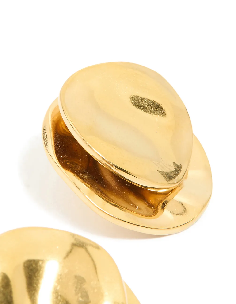 Waterproof Gold Plated Stainless Steel Double Crinkle Disc Stud Earrings sold by lovisa product image thumbnail 3