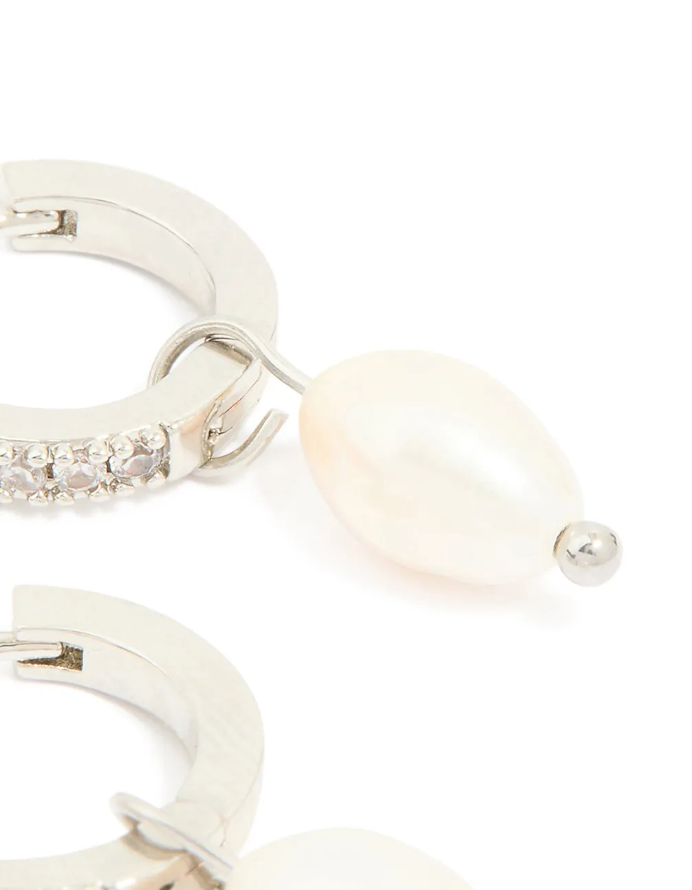 Waterproof Stainless Steel Diamante Freshwater Pearl Drop Huggie Earrings sold by lovisa product image thumbnail 3