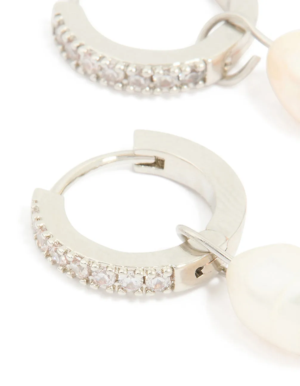 Waterproof Stainless Steel Diamante Freshwater Pearl Drop Huggie Earrings sold by lovisa product image thumbnail 2