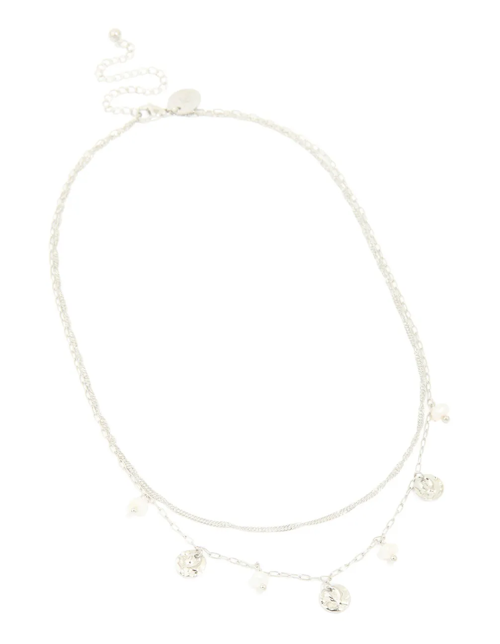 Waterproof Stainless Steel Pearl & Molten Pendant Chain Layered Necklace sold by lovisa product image thumbnail 2