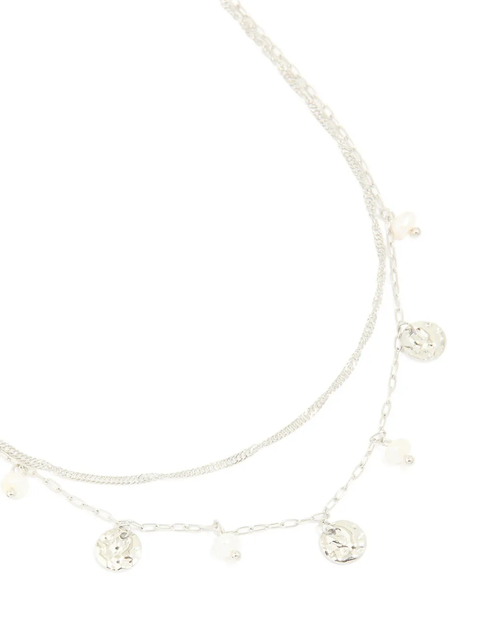 Waterproof Stainless Steel Pearl & Molten Pendant Chain Layered Necklace sold by lovisa