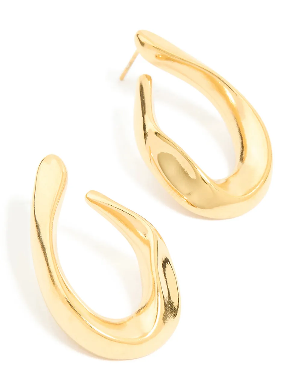 Waterproof Gold Plated Stainless Steel Organic Teardrop Stud Earrings sold by lovisa