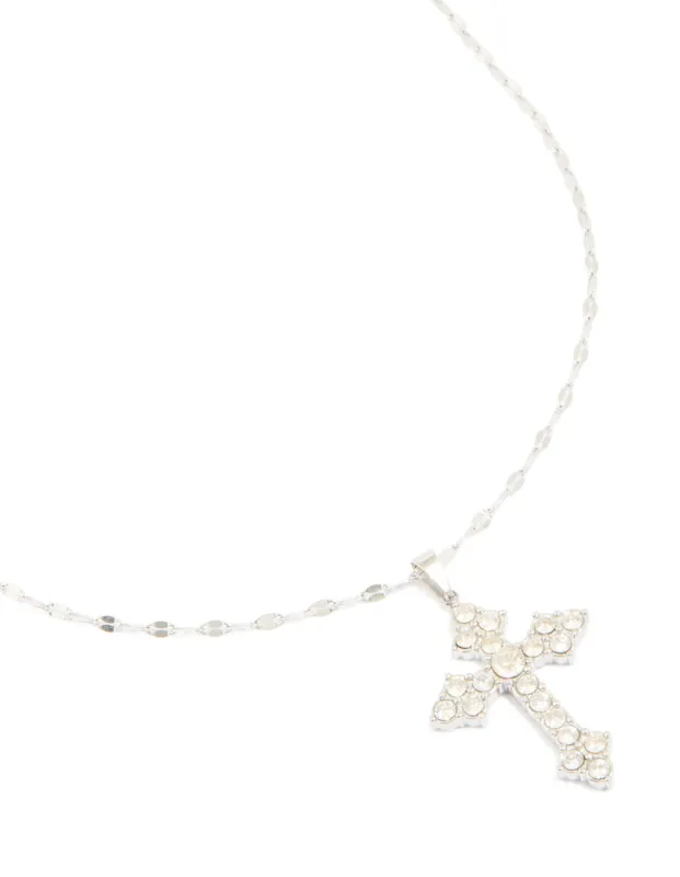 Waterproof Stainless Steel Cubic Zirconia Gothic Cross Fine Necklace sold by lovisa