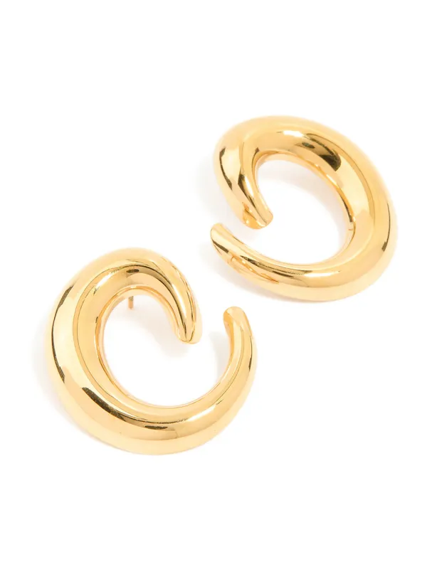 Waterproof Gold Plated Stainless Steel Swirl Statement Stud Earrings sold by lovisa