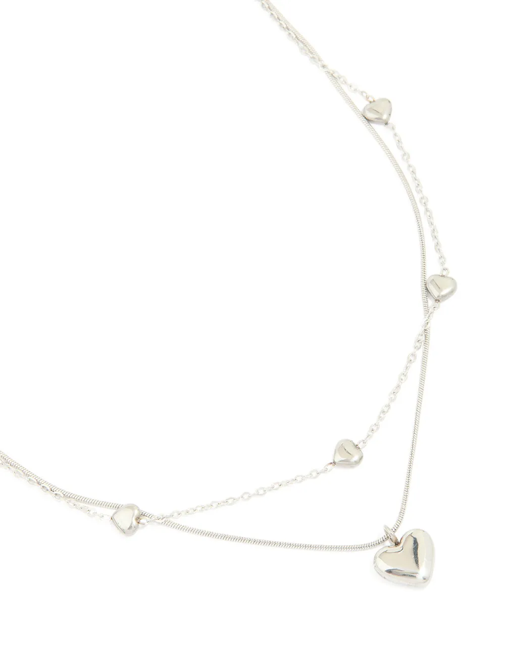 Waterproof Stainless Steel Multi Heart Charms Layered Necklace sold by lovisa