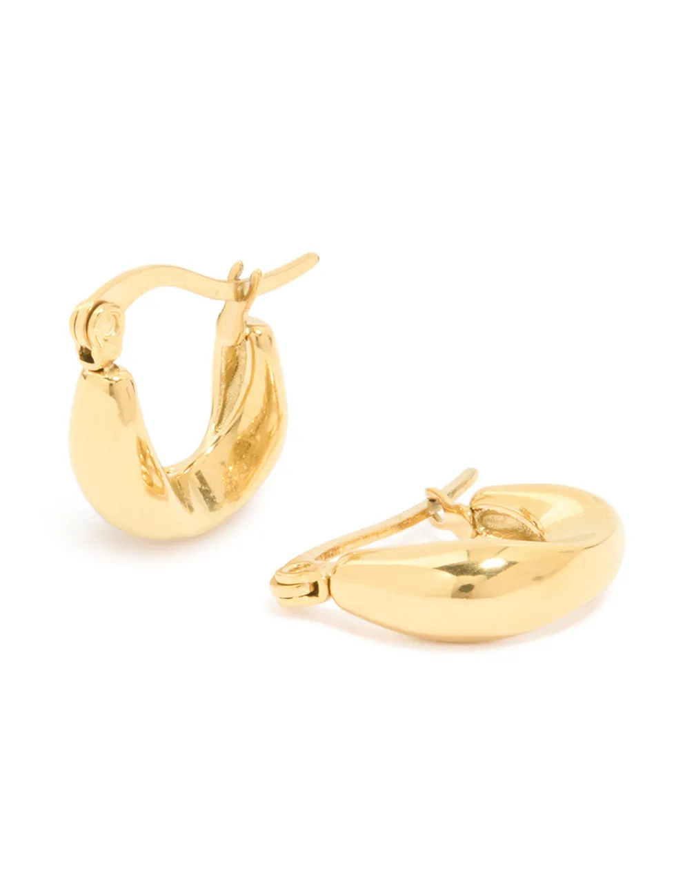 Waterproof Gold Plated Stainless Steel Organic Teardrop Hoop Earrings sold by lovisa