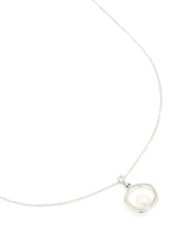 Waterproof Stainless Steel Freshwater Molten Hoop Pearl Centre Pendant Necklace sold by lovisa