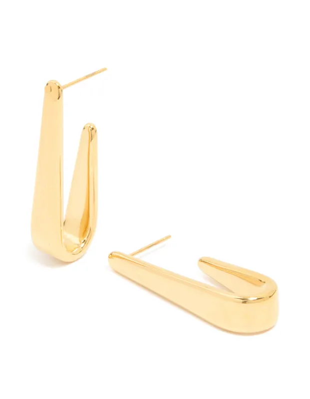 Waterproof Gold Plated Stainless Steel Long Drop Hoop Earrings sold by lovisa