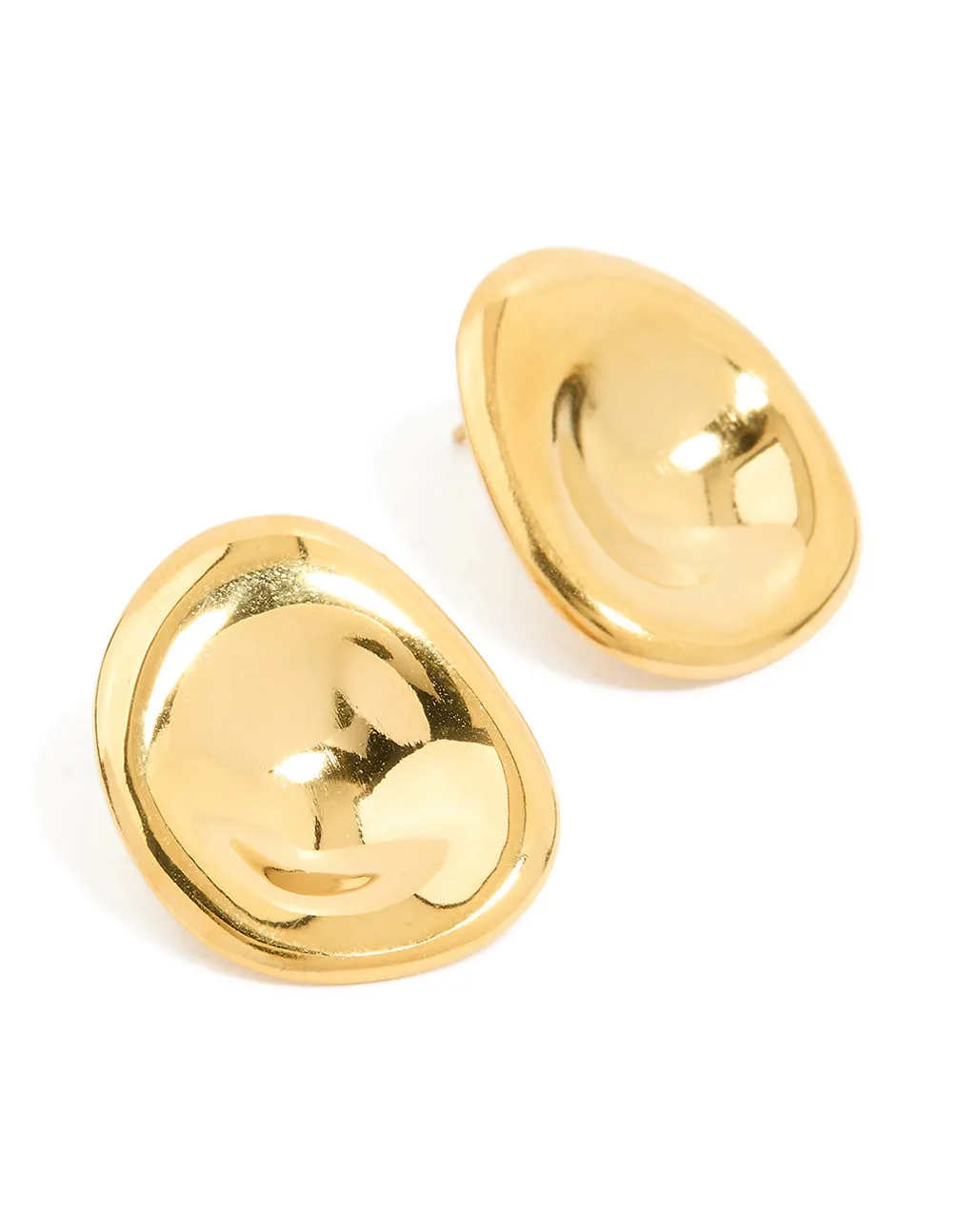 Waterproof Gold Plated Stainless Steel Button Stud Earrings sold by lovisa