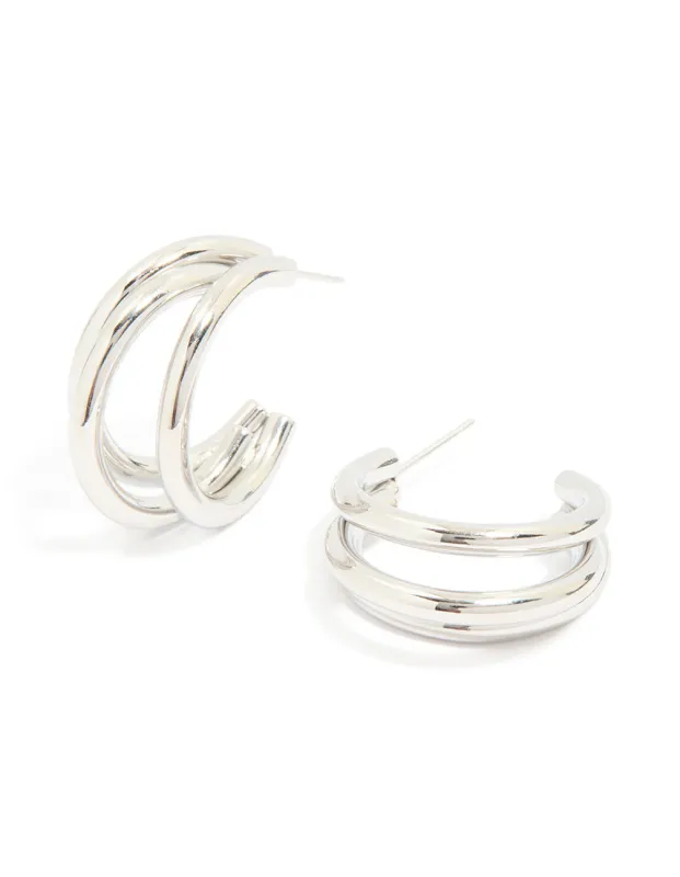 Waterproof Stainless Steel Triple Prong Hoop Earrings sold by lovisa