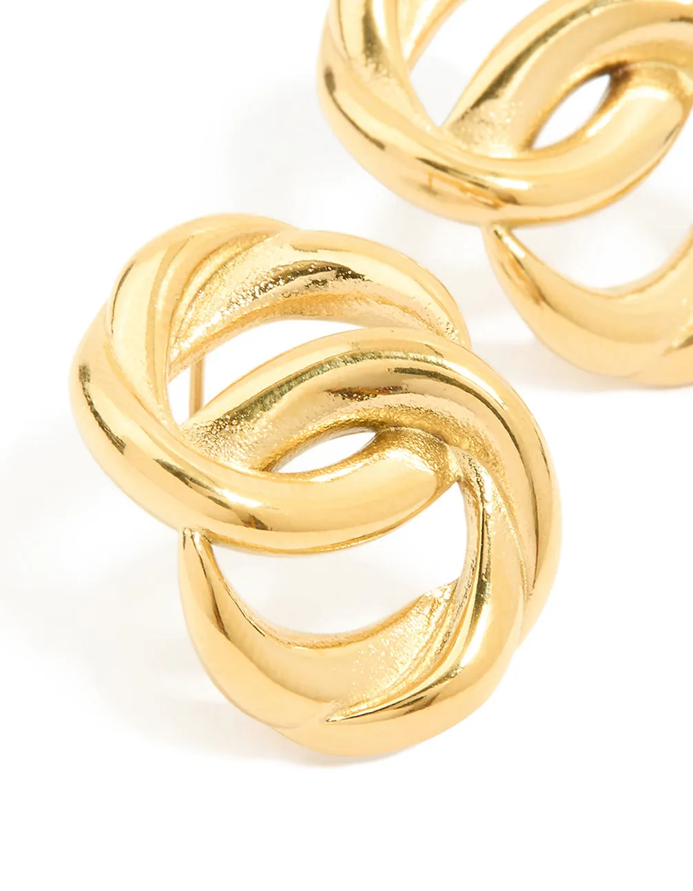 Waterproof Gold Plated Stainless Steel Round Linked Stud Earrings sold by lovisa product image thumbnail 2