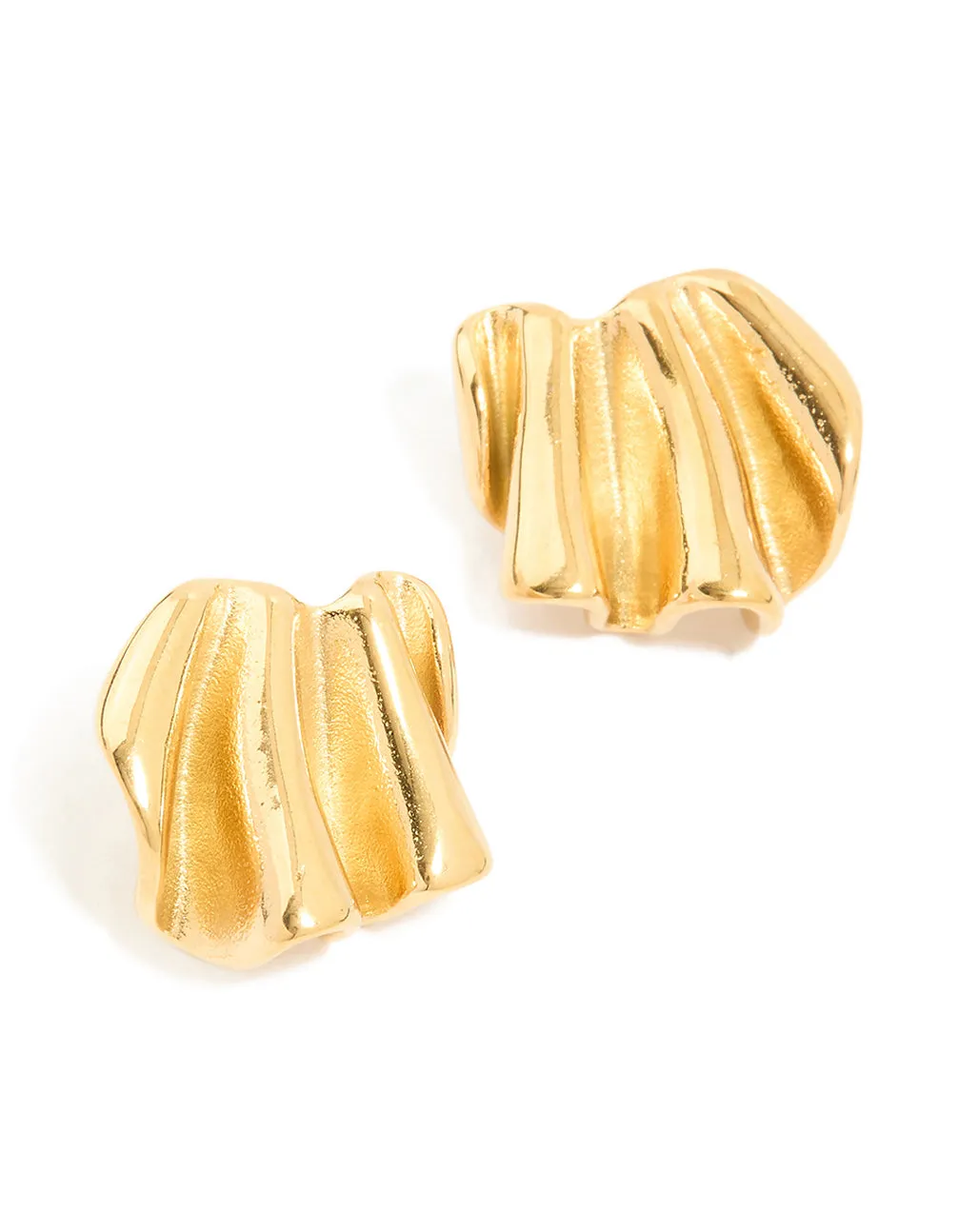 Waterproof Gold Plated Stainless Steel Wavy Fan Stud Earrings sold by lovisa