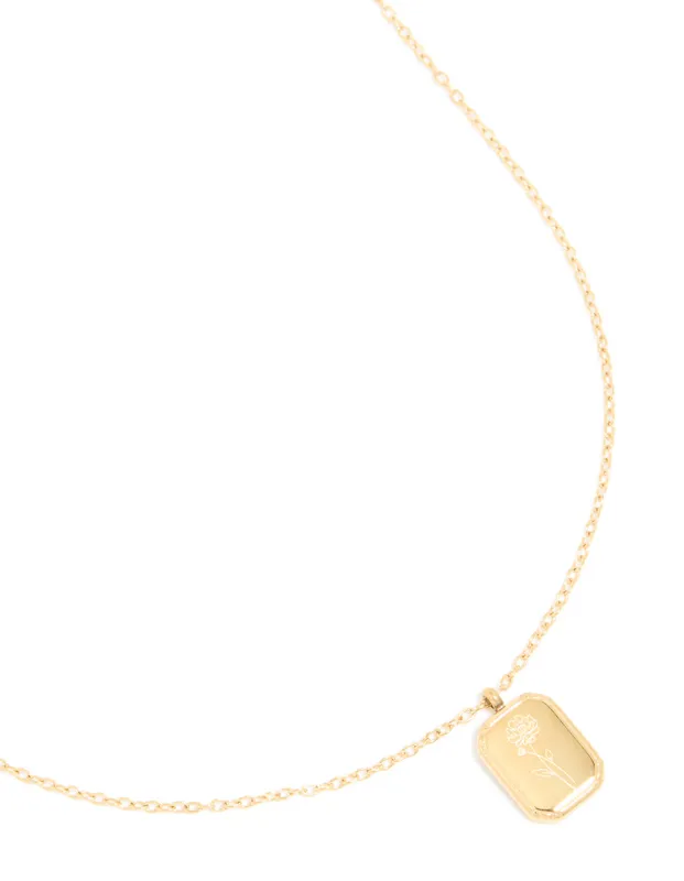 Waterproof Gold Plated Stainless Steel Birth Flower November Chrysanthemum Necklace sold by lovisa