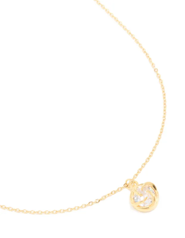 Waterproof Gold Plated Stainless Steel Cubic Zirconia Claw-Set Pendant Necklace sold by lovisa