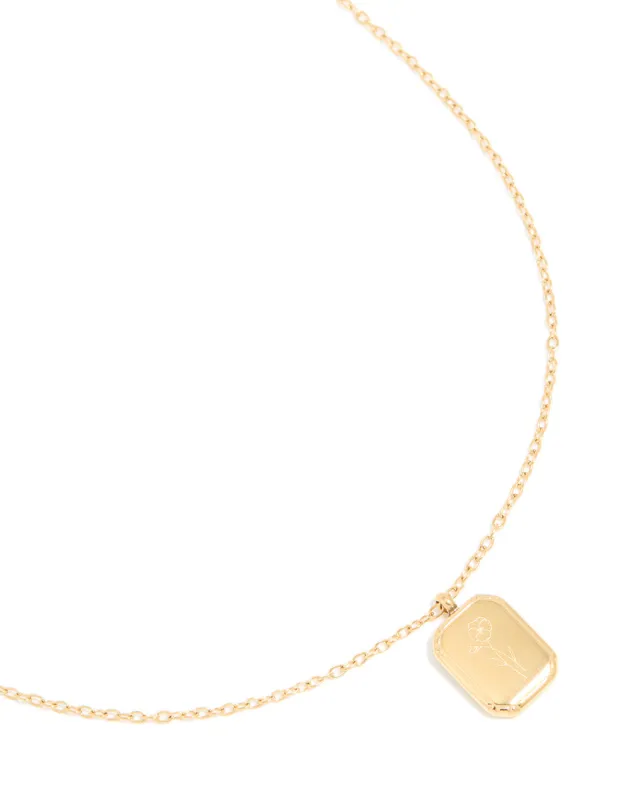 Waterproof Gold Plated Stainless Steel February Birth Flower Violet Necklace sold by lovisa