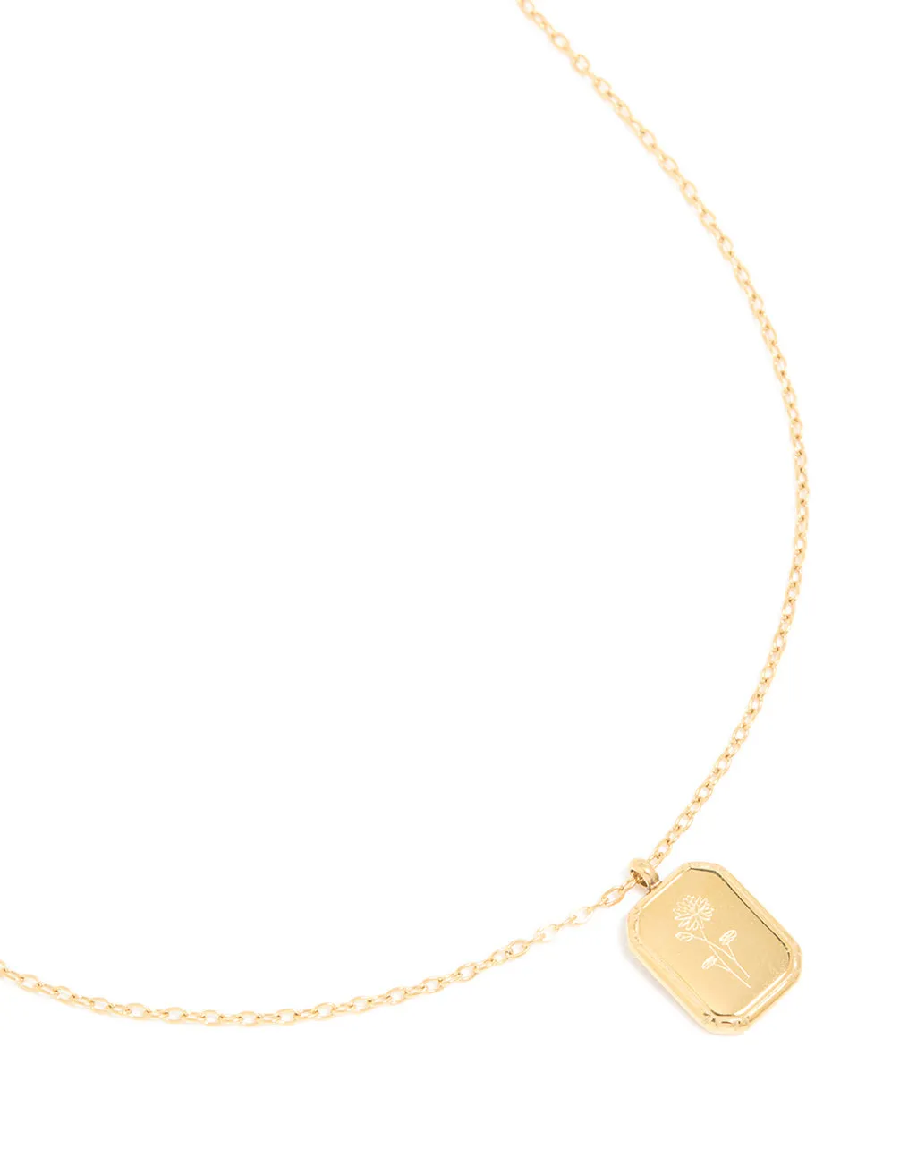 Waterproof Gold Plated Stainless Steel Birth Flower July Larkspur Necklace sold by lovisa