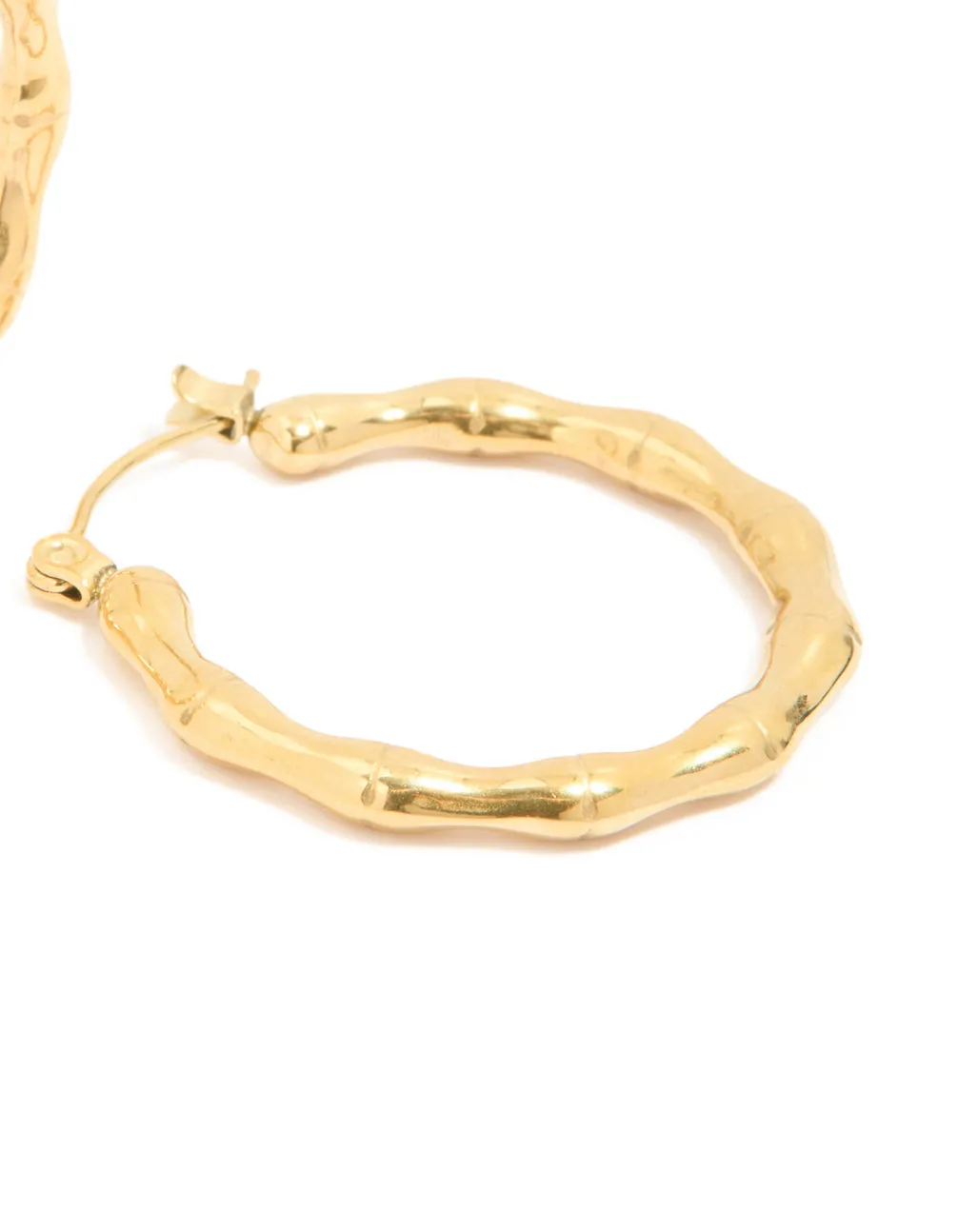 Waterproof Gold Plated Stainless Steel Thin Bamboo 30mm Hoop Earrings sold by lovisa product image thumbnail 3