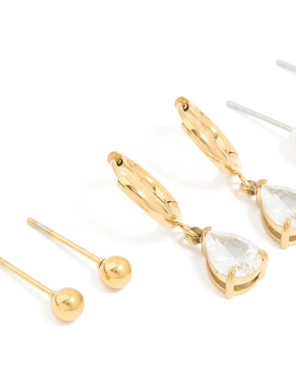 Waterproof Gold Plated Stainless Steel Cubic Zirconia & Pearl Ear Stacking Pack sold by lovisa product image thumbnail 2