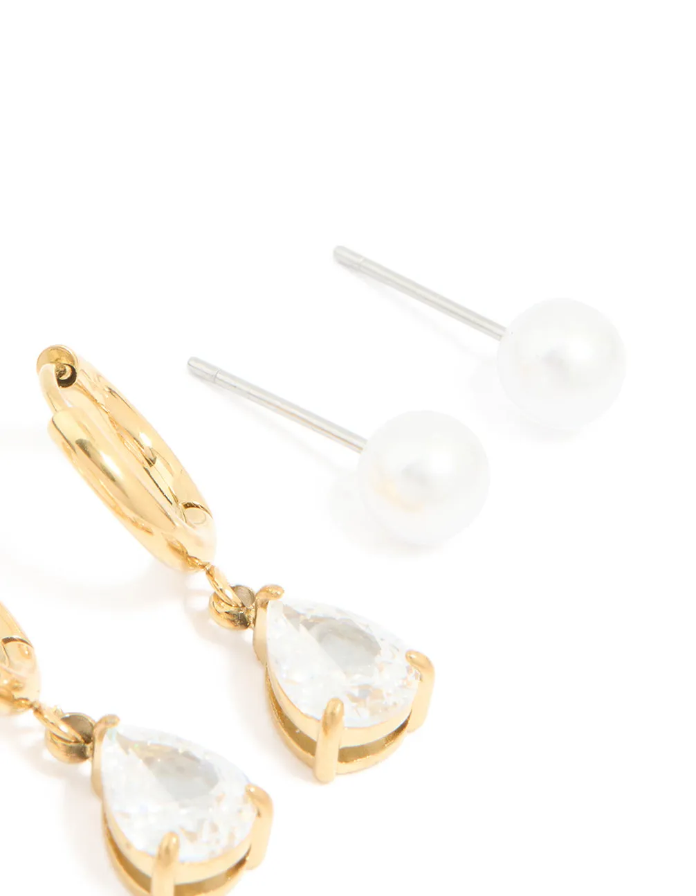 Waterproof Gold Plated Stainless Steel Cubic Zirconia & Pearl Ear Stacking Pack sold by lovisa product image thumbnail 3