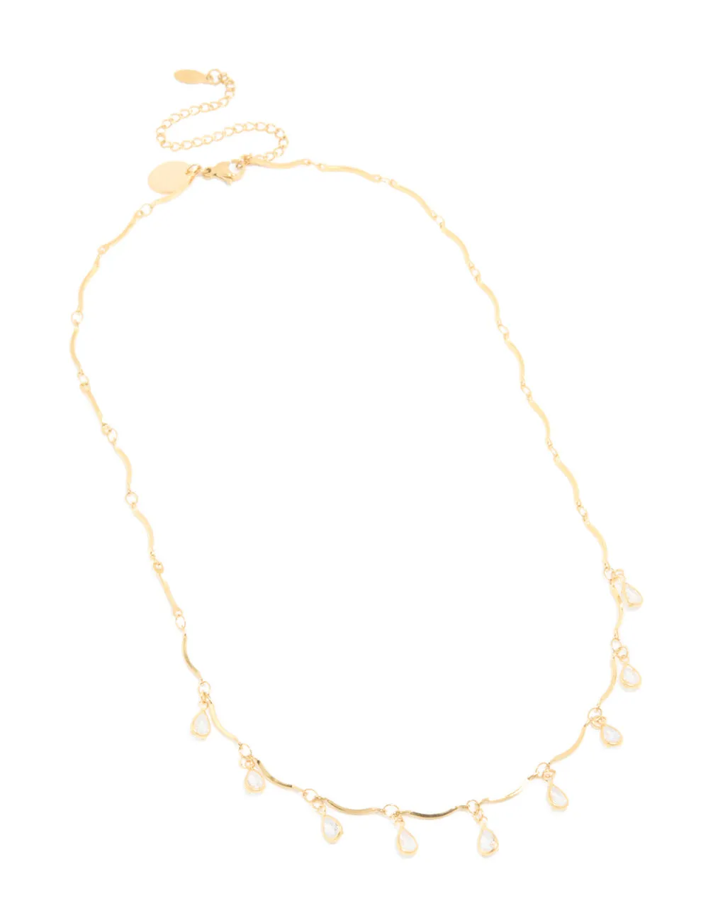 Waterproof Gold Plated Stainless Steel Cubic Zirconia Droplet Charms Necklace sold by lovisa product image thumbnail 2