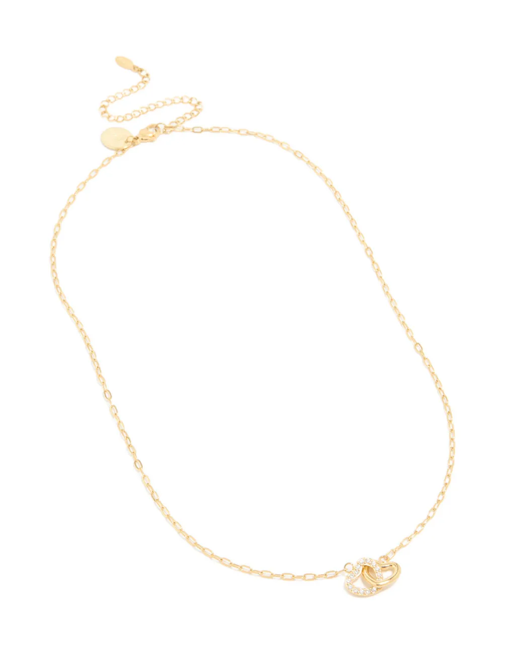 Waterproof Gold Plated Stainless Steel Interlocking Heart Pendant Necklace sold by lovisa product image thumbnail 2