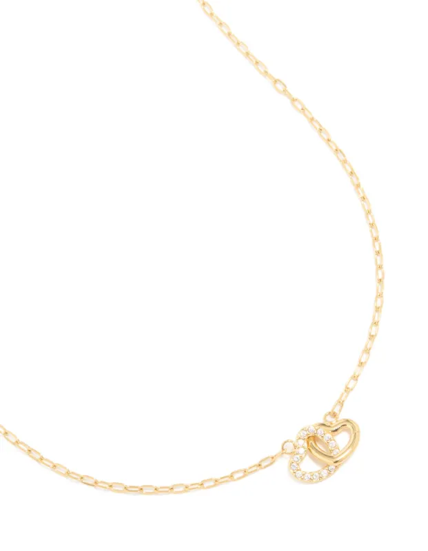 Waterproof Gold Plated Stainless Steel Interlocking Heart Pendant Necklace sold by lovisa