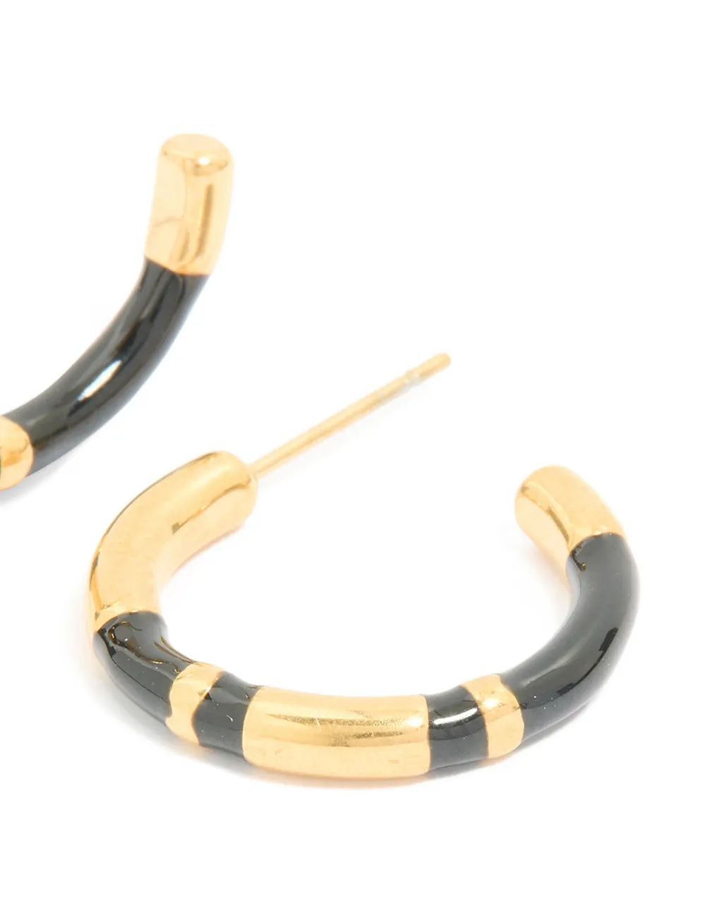 Waterproof Gold Plated Stainless Steel Small Black Enamel Stripe Hoop Earrings sold by lovisa product image thumbnail 3