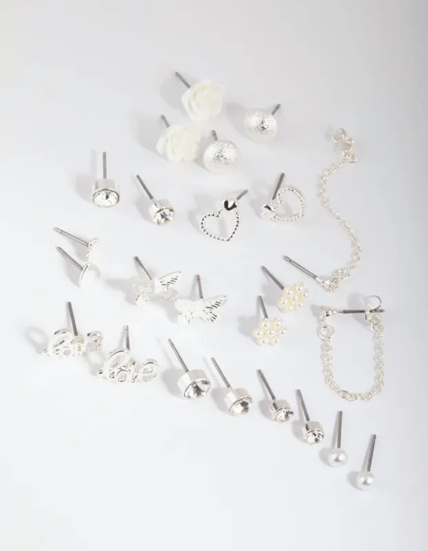 Silver Pearl Mixed Stud Earring 12-Pack sold by lovisa
