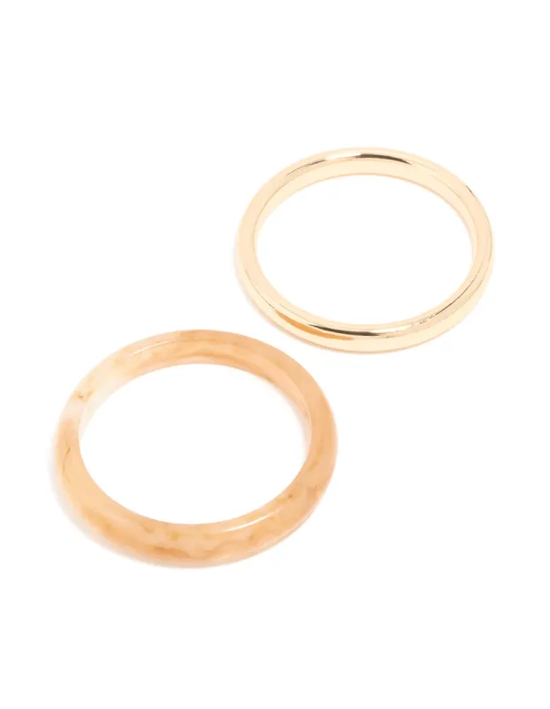 Gold & Brown Acrylic Bangles 2-Pack sold by lovisa