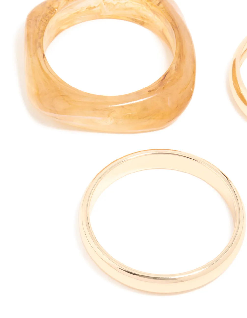 Gold & Neutral Acrylic Large Bangles 3-Pack sold by lovisa product image thumbnail 2