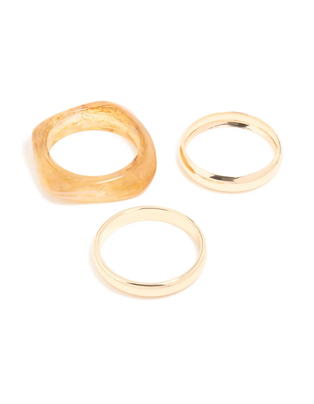 Gold & Neutral Acrylic Large Bangles 3-Pack sold by lovisa