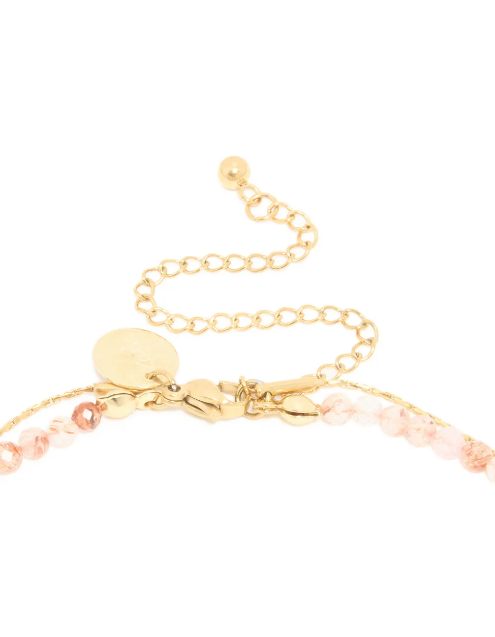 Waterproof Gold Plated Stainless Steel Rose Quartz Semi Precious Stone & Celestial Layered Necklace sold by lovisa product image thumbnail 3