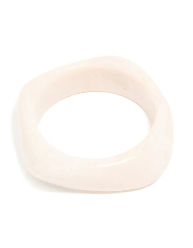 Cream Acrylic Marble Bangle sold by lovisa
