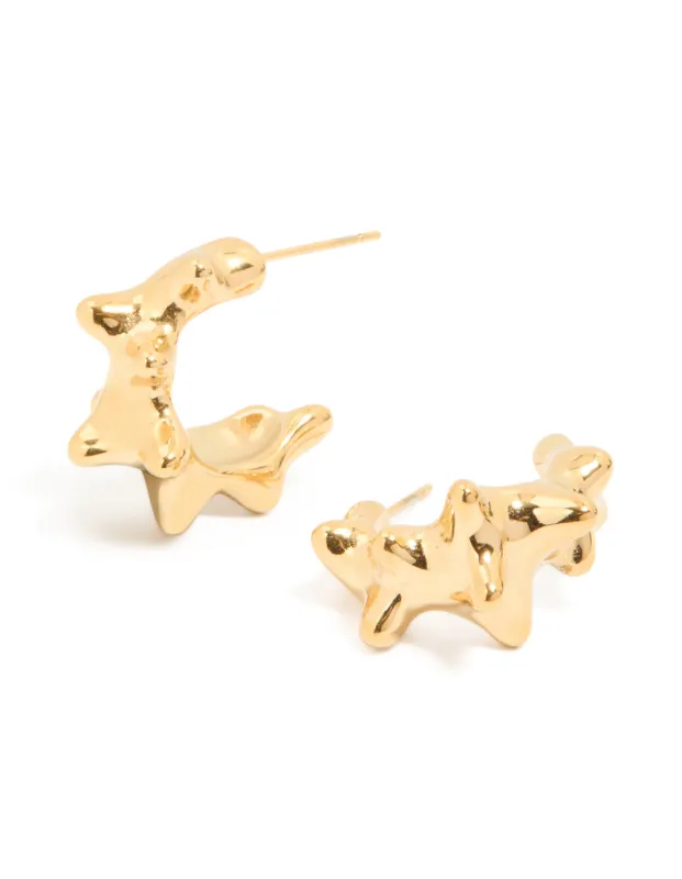 Waterproof Gold Plated Stainless Steel Sea Urchin Hoop Earrings sold by lovisa