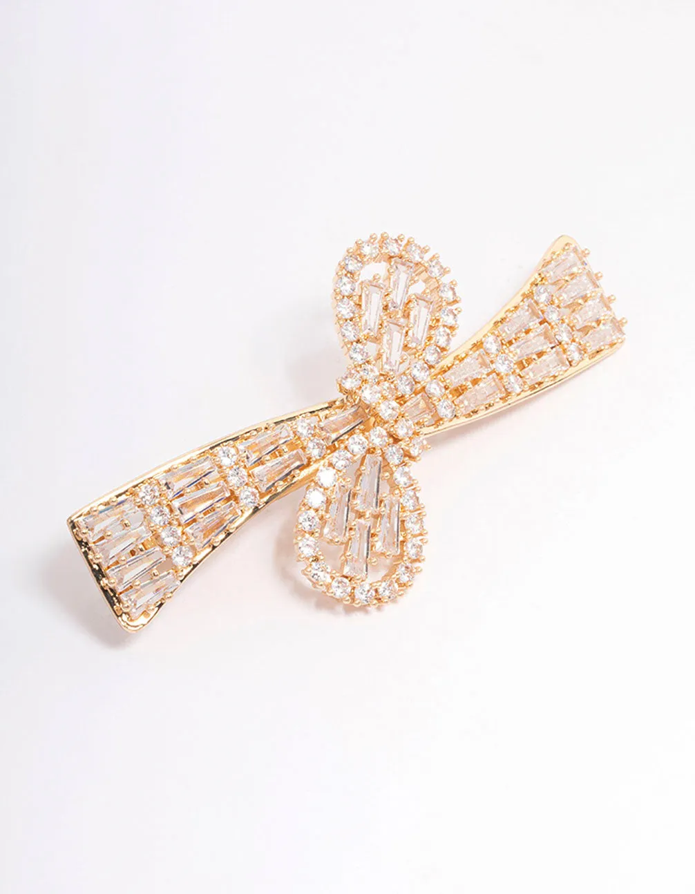 Gold Cubic Zirconia Bow Wave Hair Clip sold by lovisa