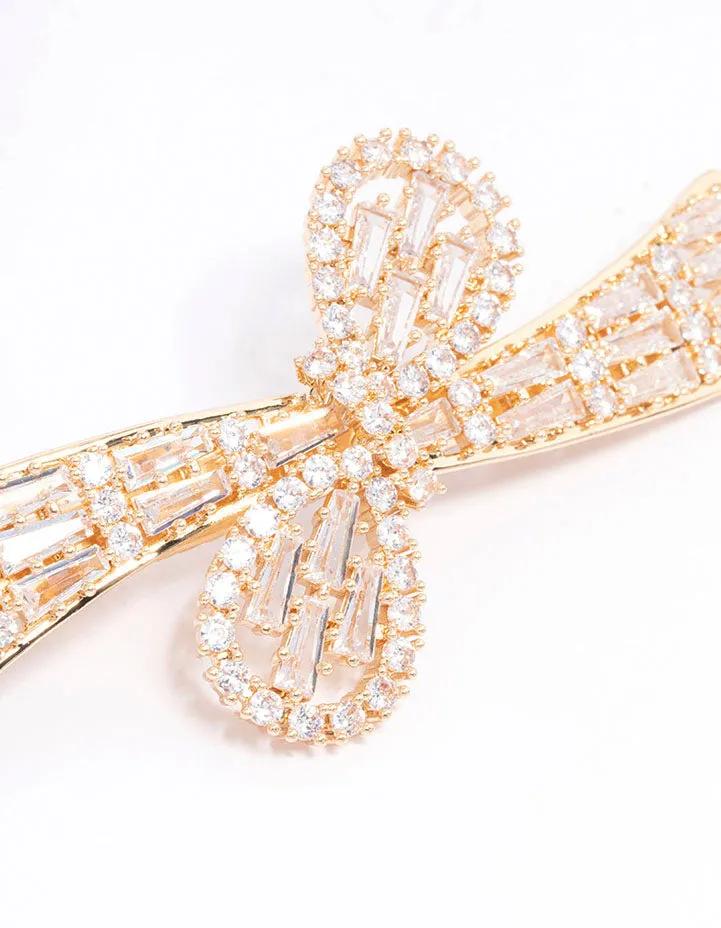 Gold Cubic Zirconia Bow Wave Hair Clip sold by lovisa product image thumbnail 2