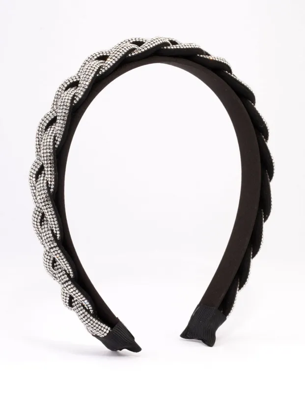 Fabric Diamante Twisted Headband sold by lovisa