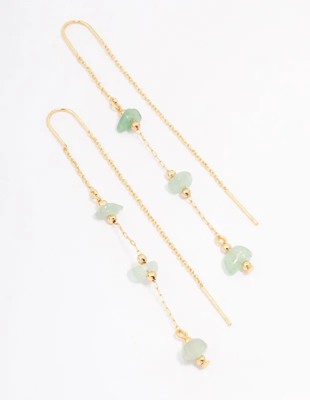 Gold Plated Semi-Precious Trio Stone Drop Earrings sold by lovisa