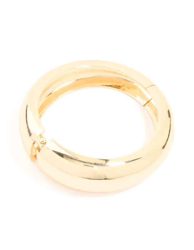 Gold Smooth Round Hinged Bangle sold by lovisa