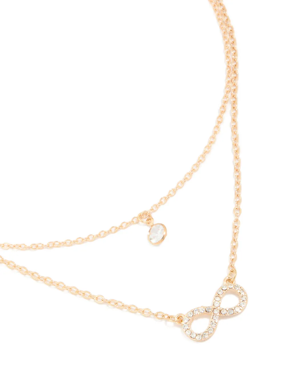 Gold Diamante & Infinity Layered Necklace sold by lovisa